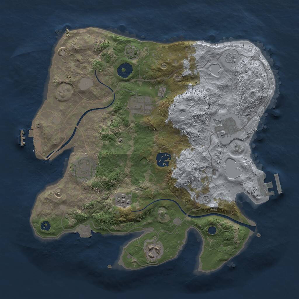 Rust Map: Procedural Map, Size: 3000, Seed: 2034547645, 12 Monuments
