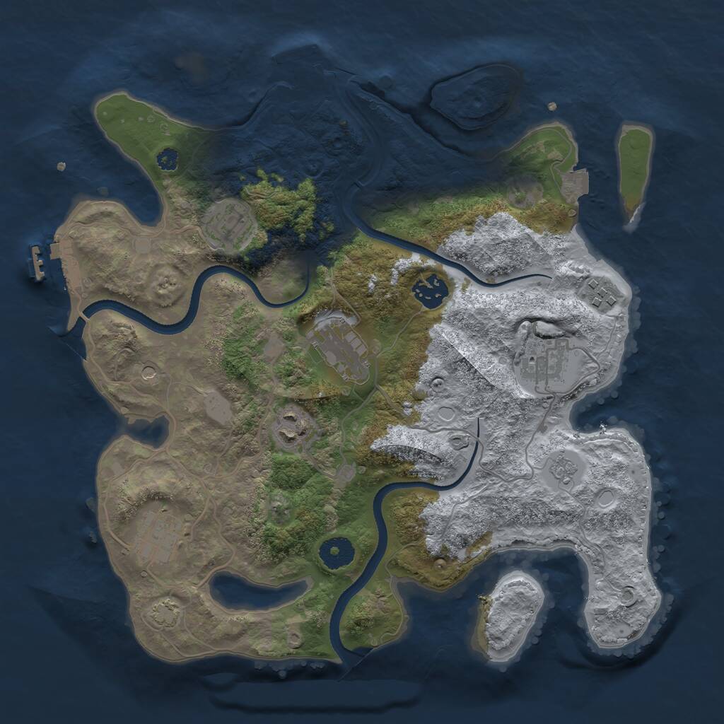 Rust Map: Procedural Map, Size: 3300, Seed: 549974480, 13 Monuments