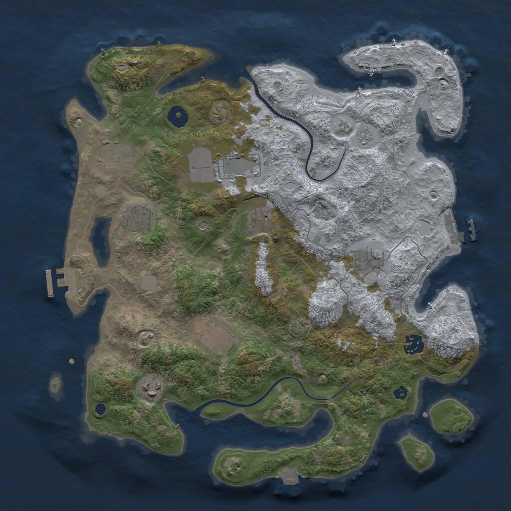 Rust Map: Procedural Map, Size: 3750, Seed: 769988712, 14 Monuments