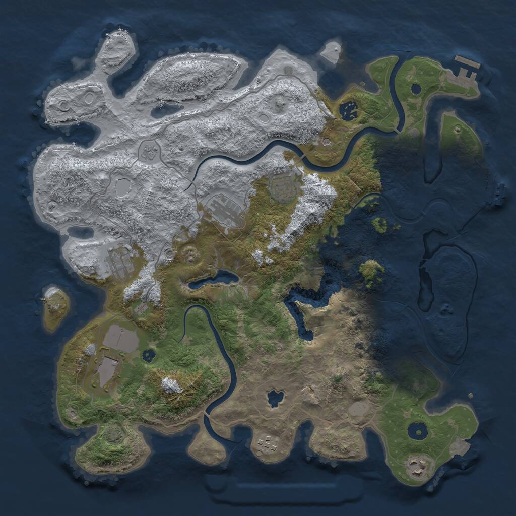 Rust Map: Procedural Map, Size: 4000, Seed: 1392300617, 13 Monuments