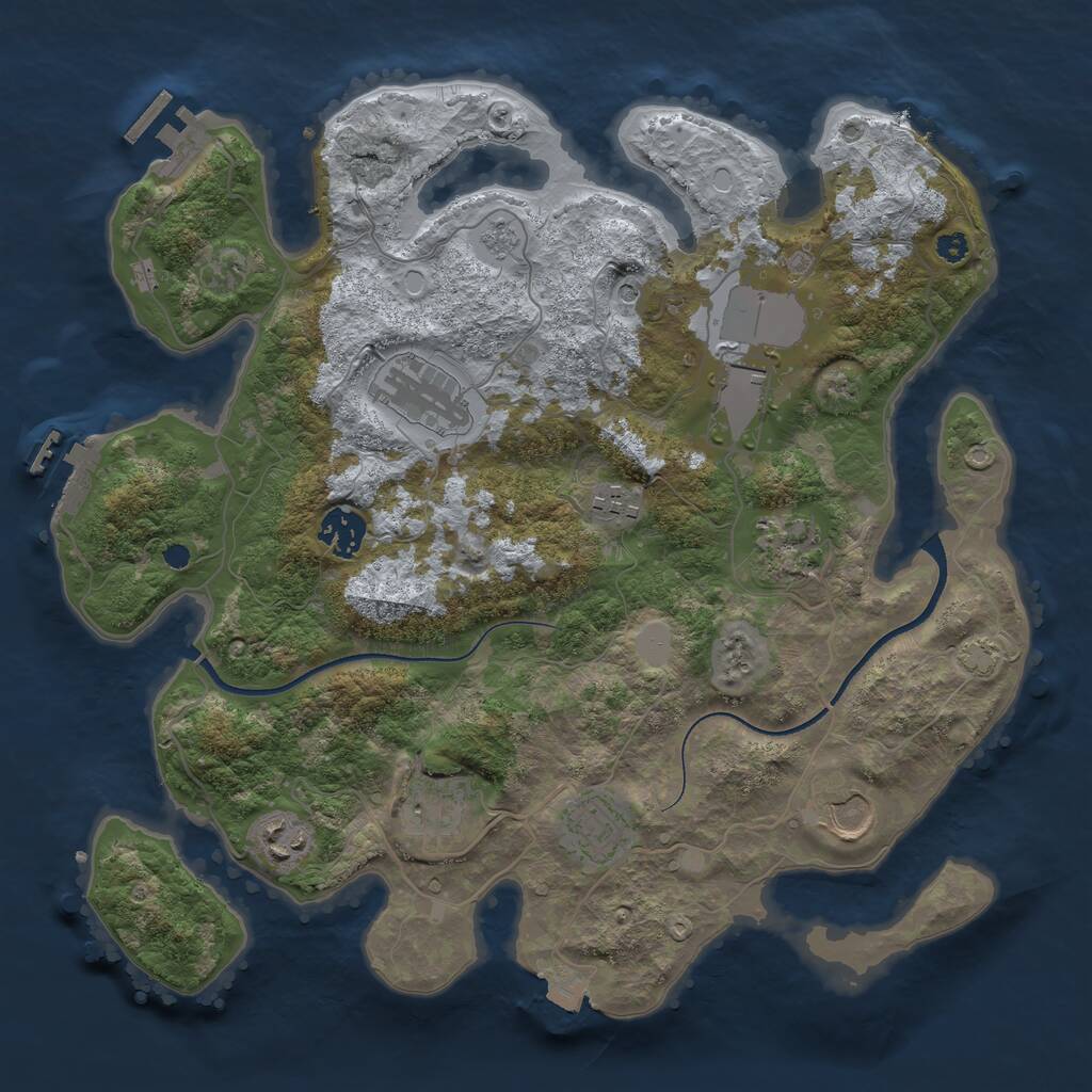 Rust Map: Procedural Map, Size: 3500, Seed: 1099809603, 15 Monuments