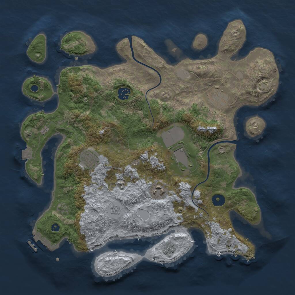 Rust Map: Procedural Map, Size: 3500, Seed: 237202841, 11 Monuments