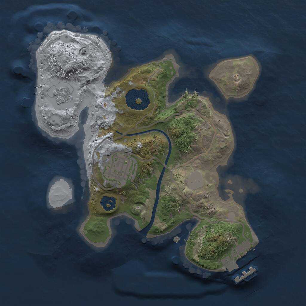 Rust Map: Procedural Map, Size: 2000, Seed: 25774, 4 Monuments