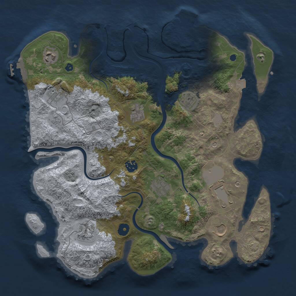 Rust Map: Procedural Map, Size: 3700, Seed: 75316863, 16 Monuments