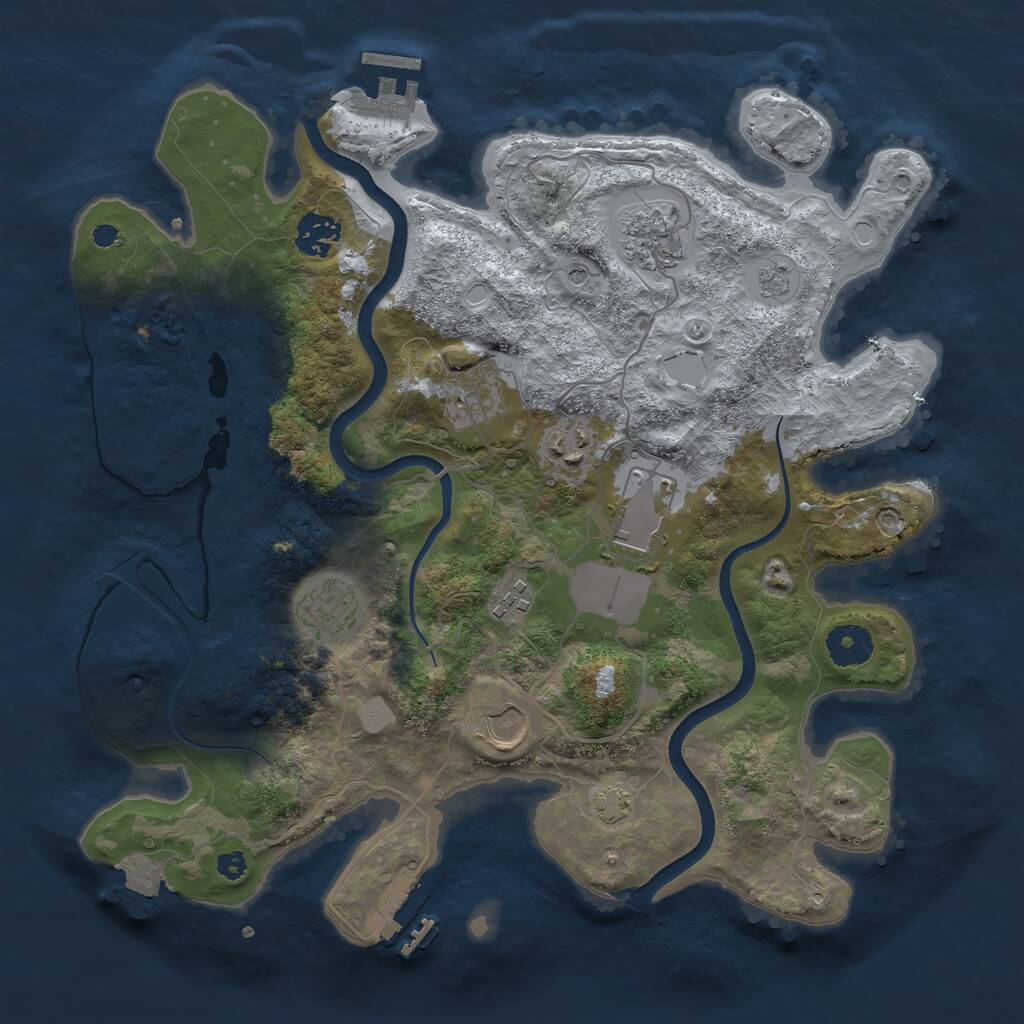 Rust Map: Procedural Map, Size: 3500, Seed: 895097864, 14 Monuments