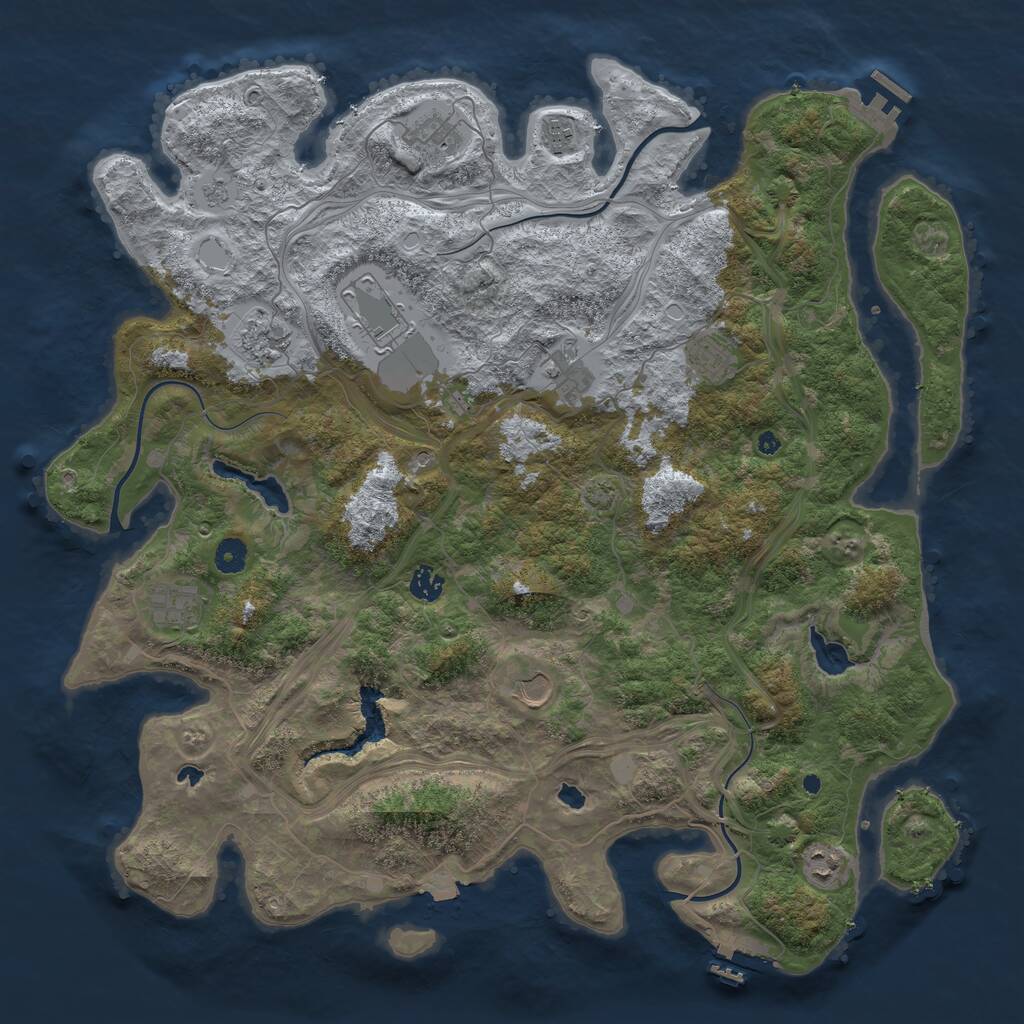 Rust Map: Procedural Map, Size: 4500, Seed: 1993020767, 16 Monuments