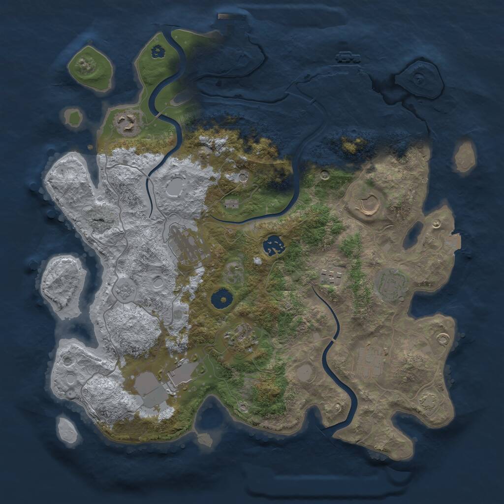 Rust Map: Procedural Map, Size: 3700, Seed: 639526800, 15 Monuments