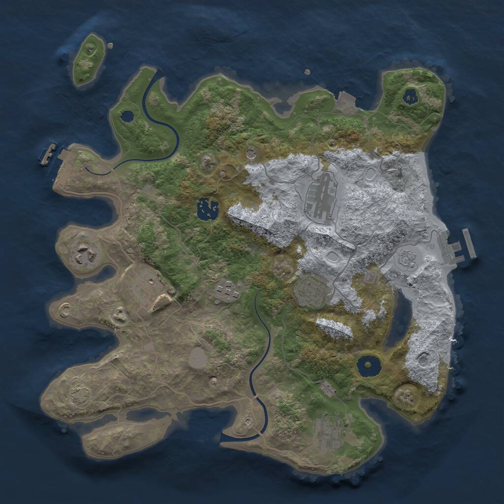 Rust Map: Procedural Map, Size: 3300, Seed: 1166348573, 13 Monuments