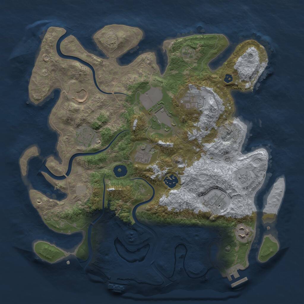 Rust Map: Procedural Map, Size: 3500, Seed: 174278586, 14 Monuments