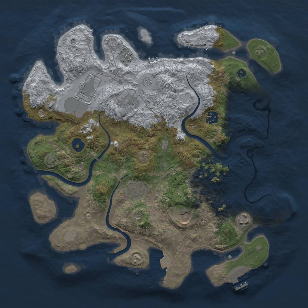 Rust Map: Procedural Map, Size: 3600, Seed: 312, 13 Monuments