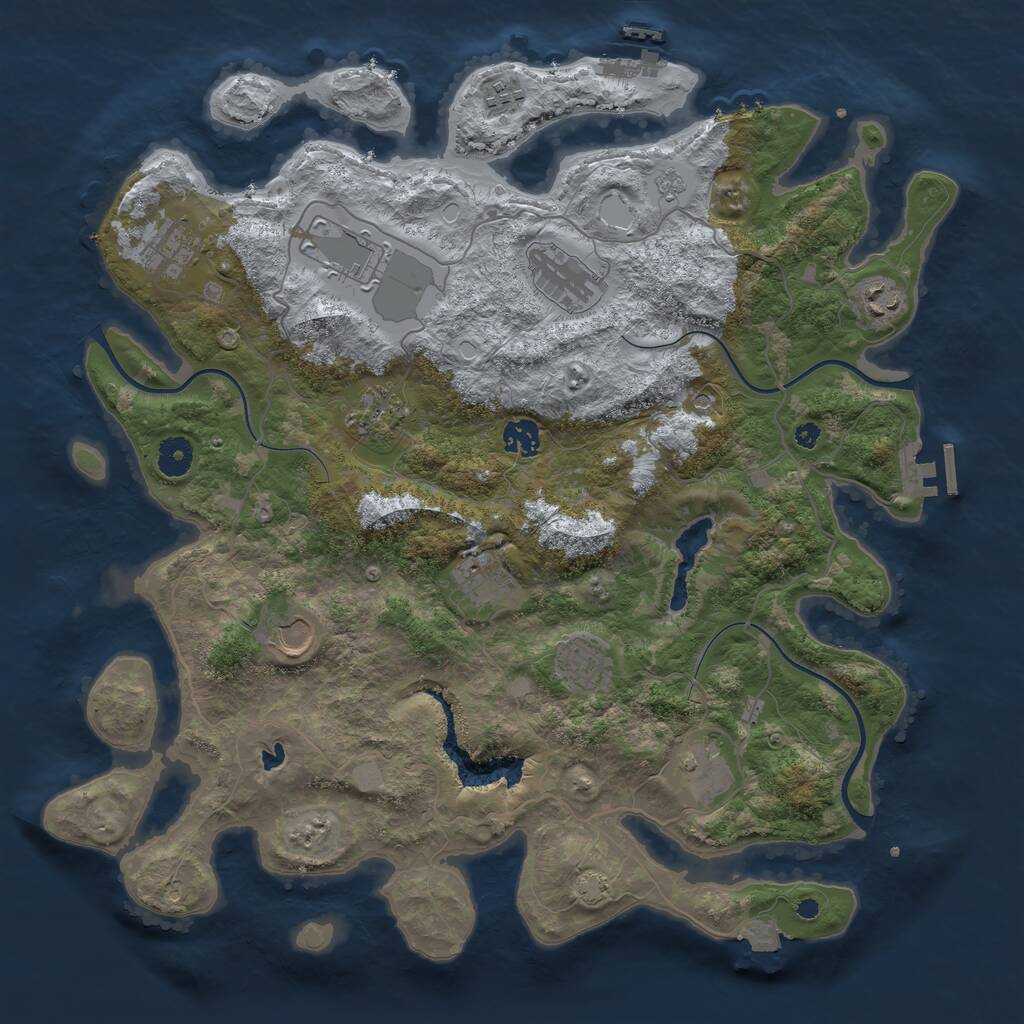 Rust Map: Procedural Map, Size: 4050, Seed: 1219363238, 17 Monuments