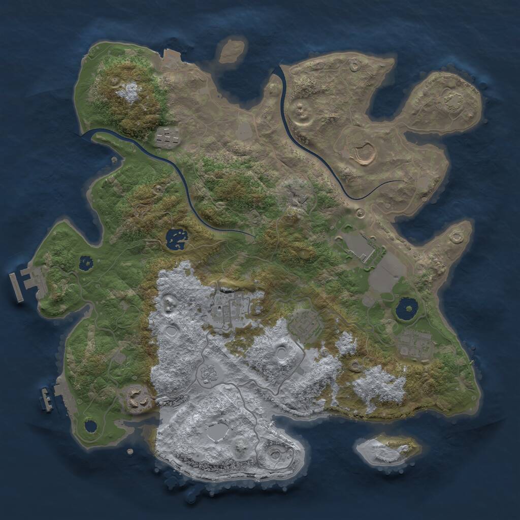 Rust Map: Procedural Map, Size: 3500, Seed: 565705956, 14 Monuments