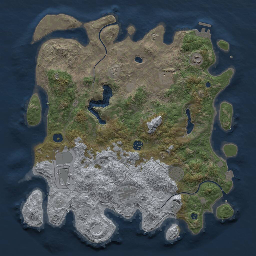 Rust Map: Procedural Map, Size: 4000, Seed: 930332669, 12 Monuments