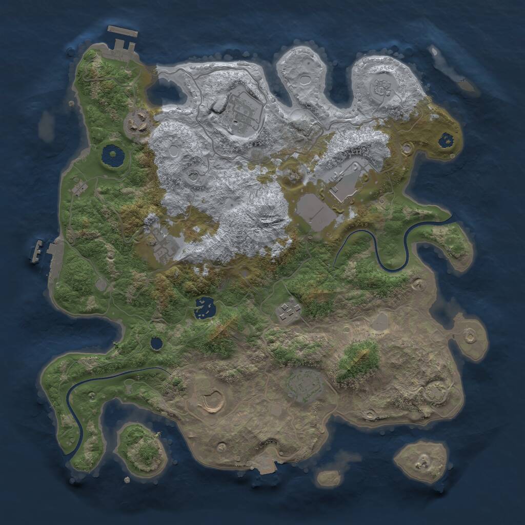 Rust Map: Procedural Map, Size: 3500, Seed: 1794898833, 14 Monuments