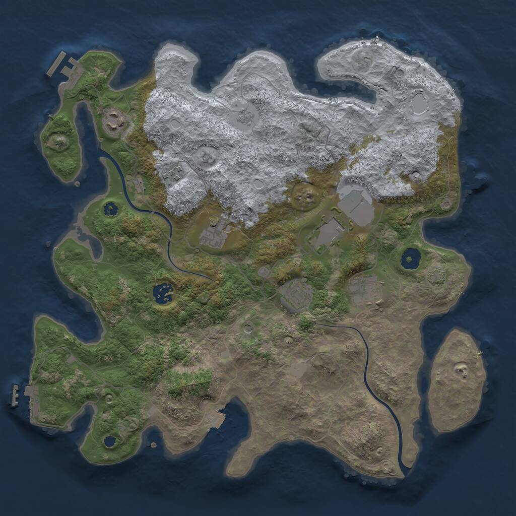 Rust Map: Procedural Map, Size: 3700, Seed: 1404619525, 13 Monuments