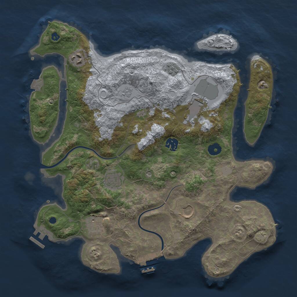 Rust Map: Procedural Map, Size: 3500, Seed: 468199407, 13 Monuments