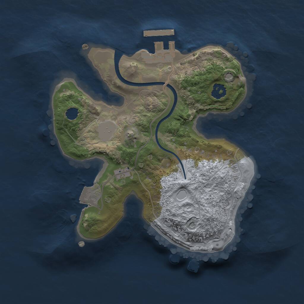 Rust Map: Procedural Map, Size: 2000, Seed: 747, 2 Monuments