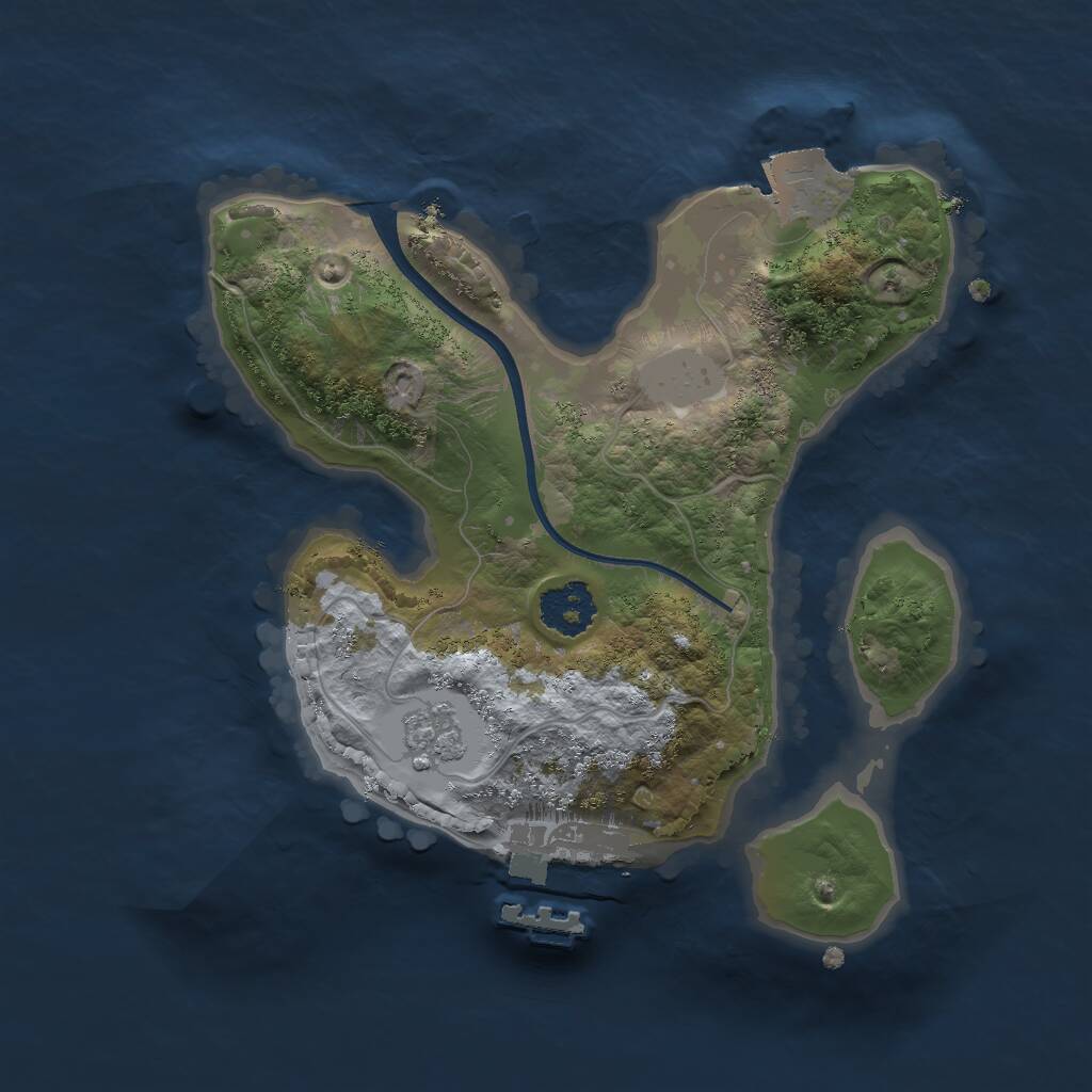 Rust Map: Procedural Map, Size: 2000, Seed: 2113627116, 3 Monuments