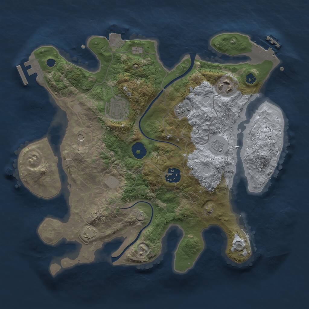 Rust Map: Procedural Map, Size: 3000, Seed: 61847, 10 Monuments