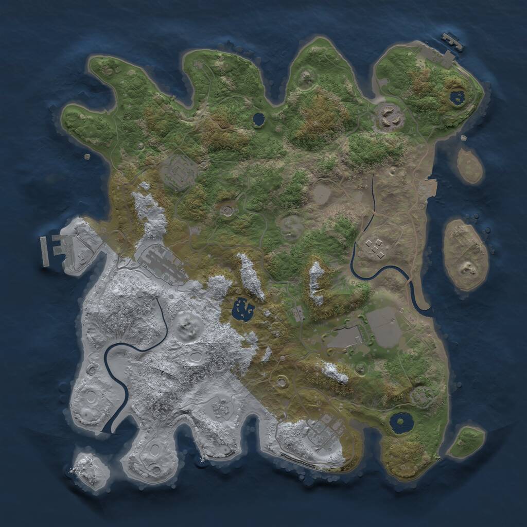 Rust Map: Procedural Map, Size: 3500, Seed: 2087301425, 13 Monuments