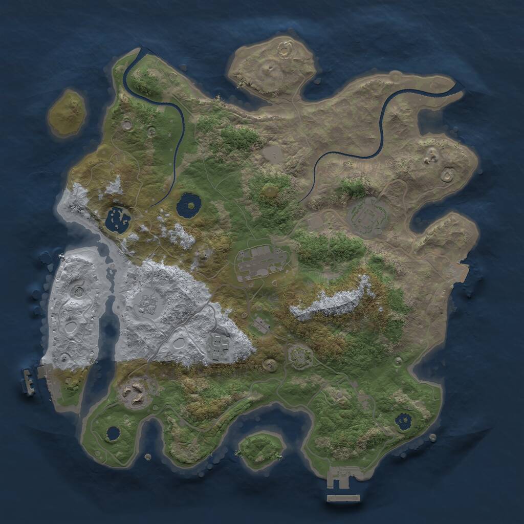 Rust Map: Procedural Map, Size: 3200, Seed: 4343, 11 Monuments