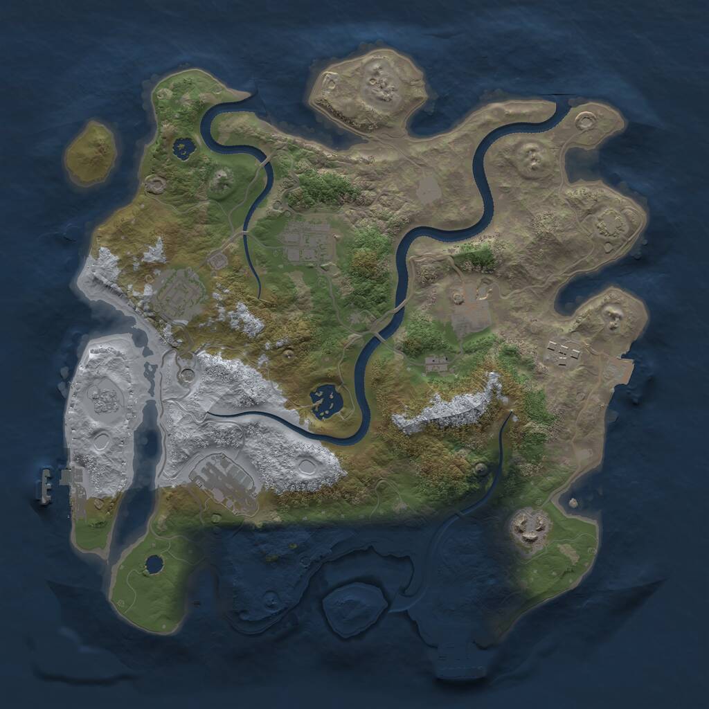 Rust Map: Procedural Map, Size: 3200, Seed: 4343, 13 Monuments