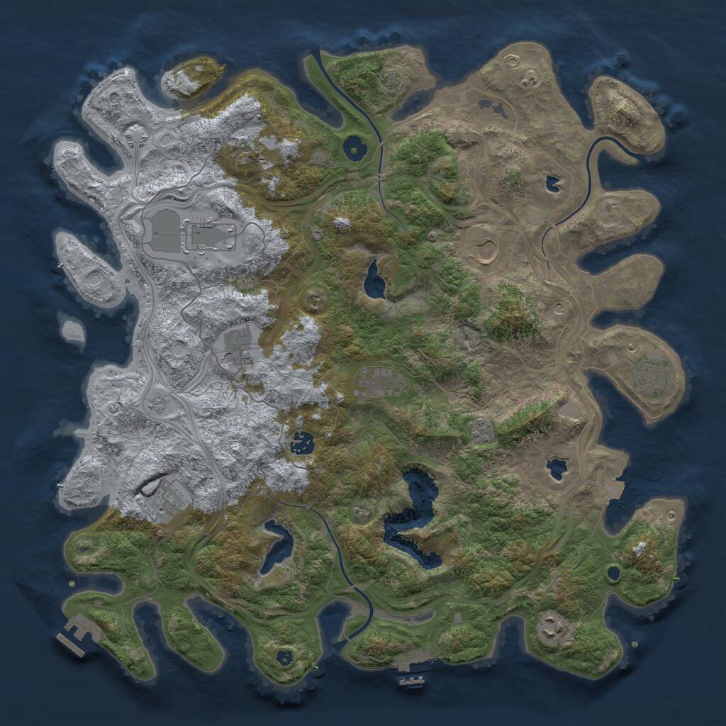 Rust Map: Procedural Map, Size: 4500, Seed: 352694222, 16 Monuments