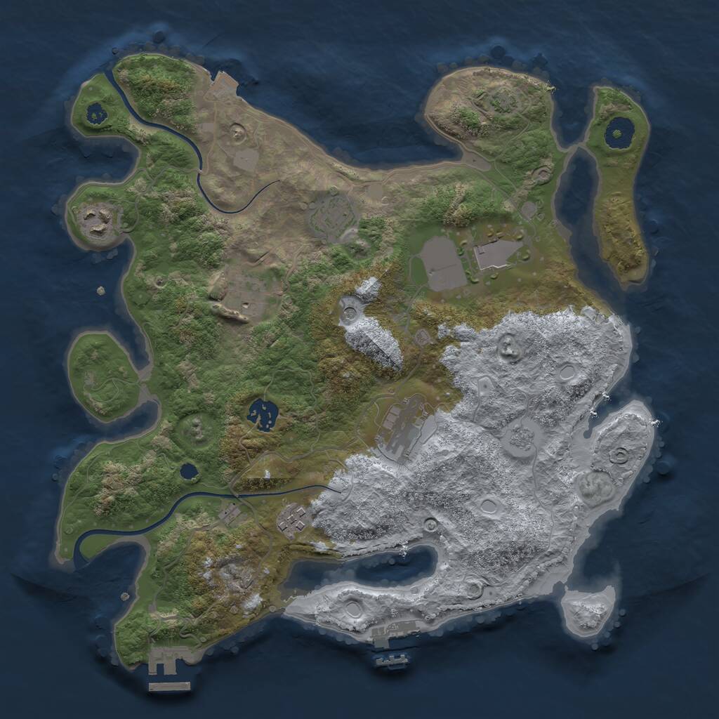 Rust Map: Procedural Map, Size: 3500, Seed: 84843, 13 Monuments