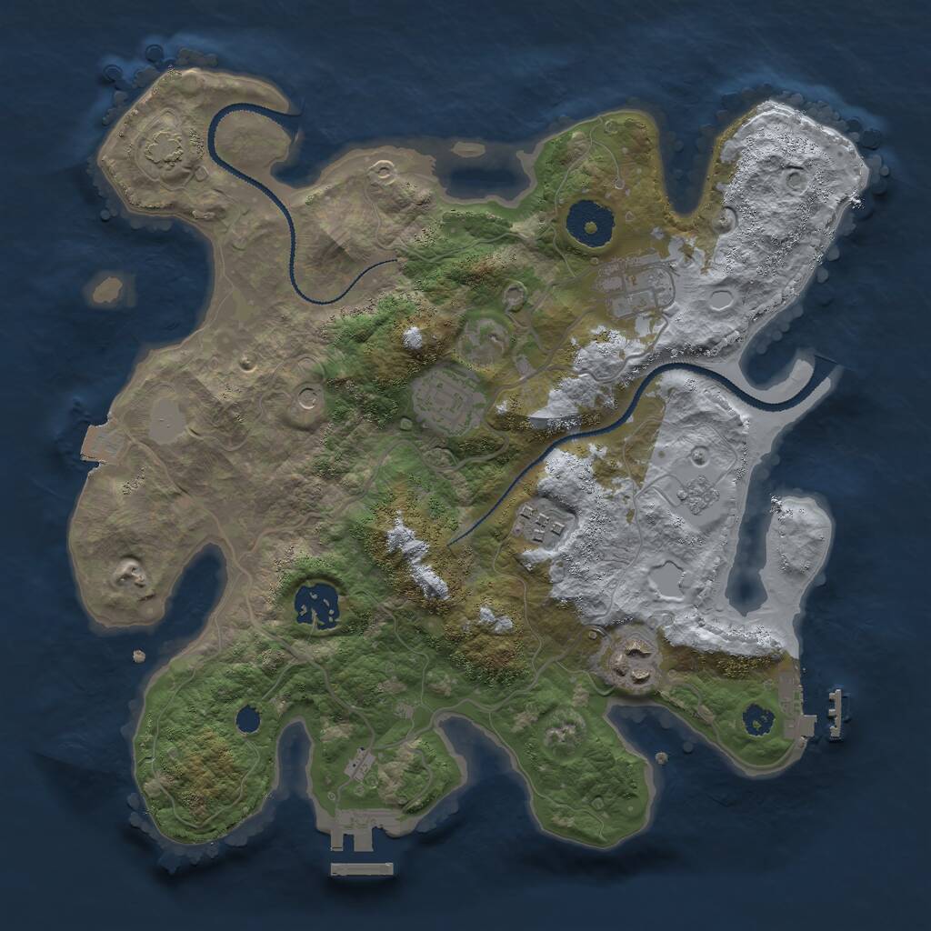 Rust Map: Procedural Map, Size: 3000, Seed: 1225688719, 11 Monuments
