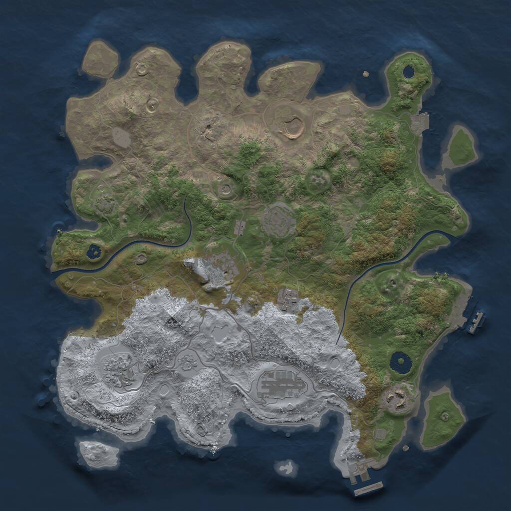 Rust Map: Procedural Map, Size: 3500, Seed: 430592078, 13 Monuments