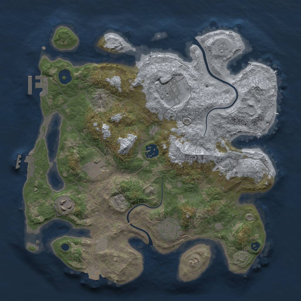 Rust Map: Procedural Map, Size: 3250, Seed: 605586930, 12 Monuments