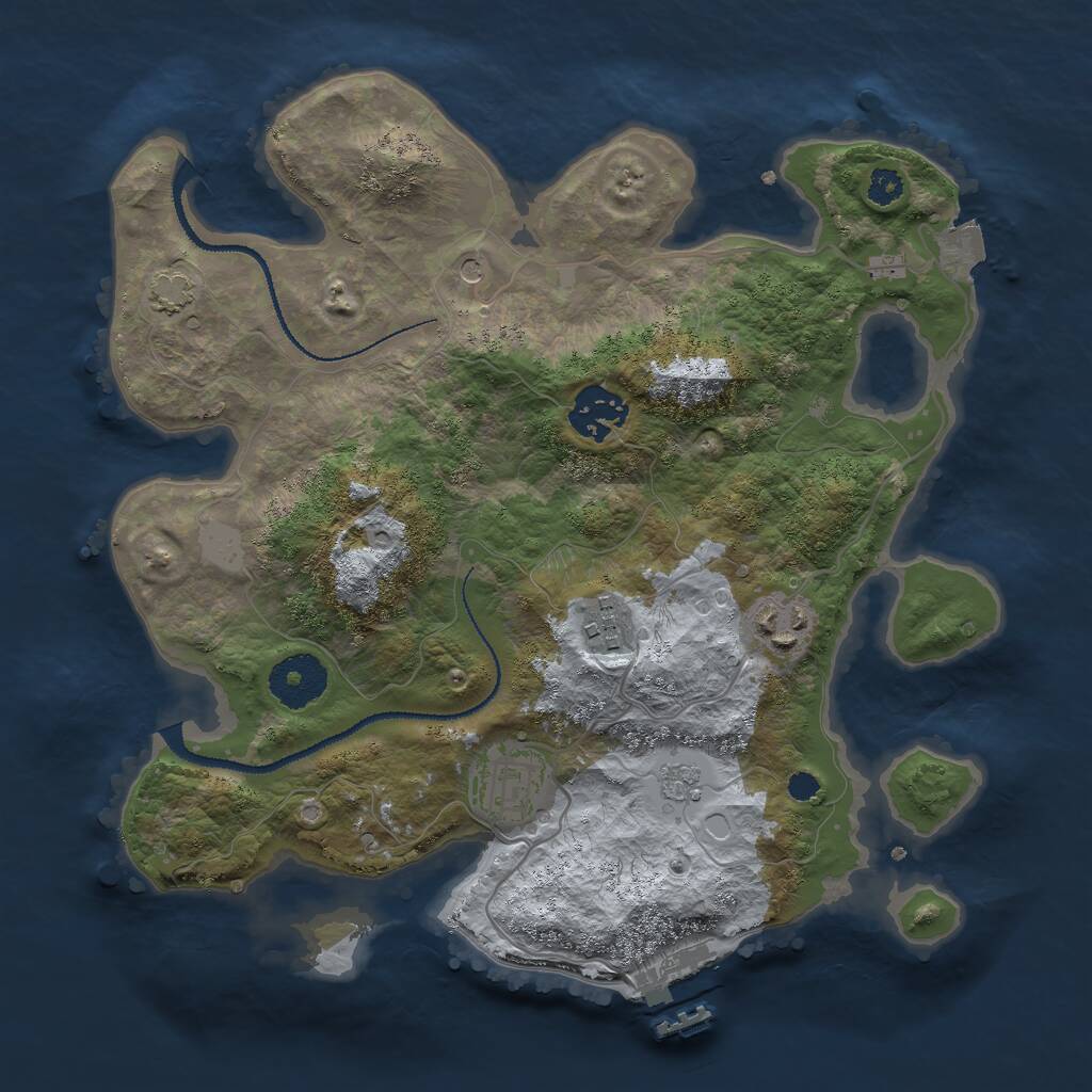 Rust Map: Procedural Map, Size: 3000, Seed: 170709633, 9 Monuments