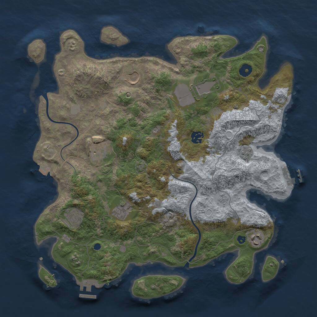 Rust Map: Procedural Map, Size: 3750, Seed: 1019488164, 14 Monuments