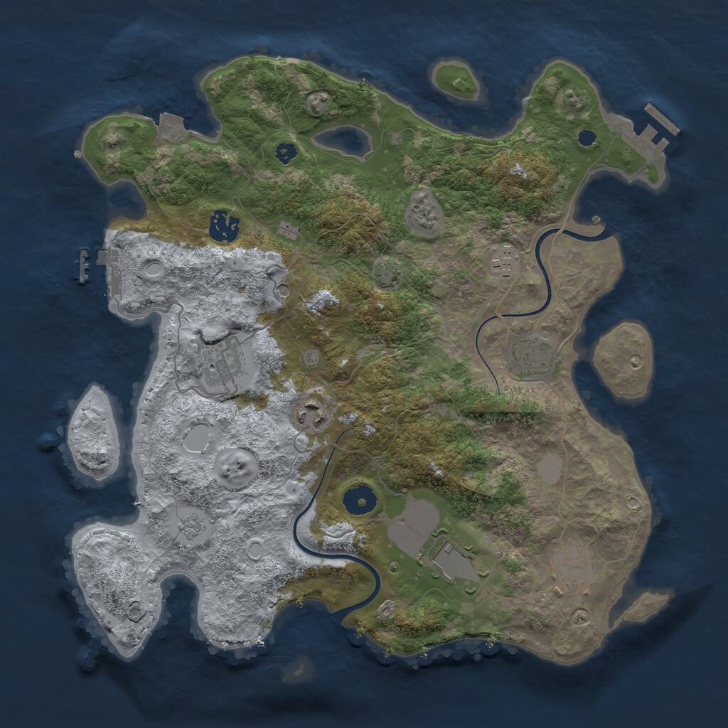 Rust Map: Procedural Map, Size: 3500, Seed: 720654374, 13 Monuments