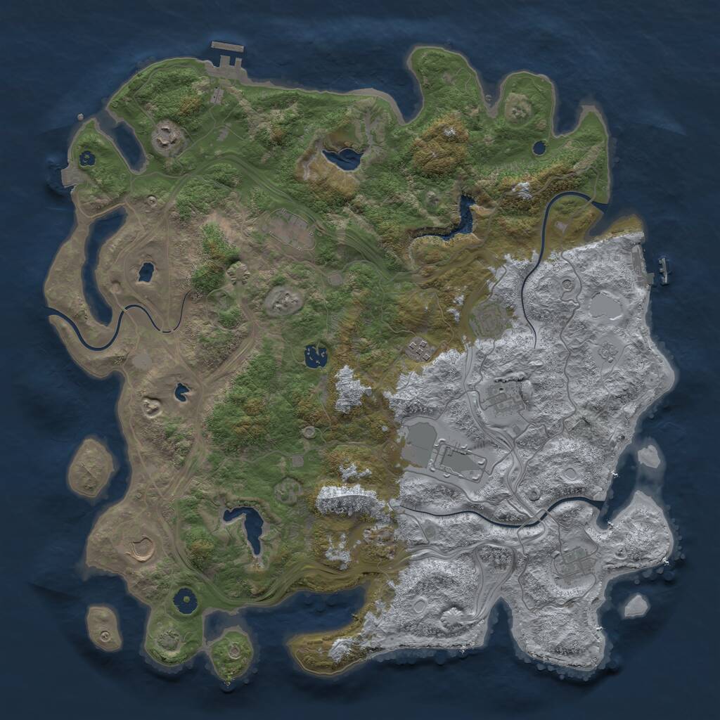 Rust Map: Procedural Map, Size: 4500, Seed: 643854, 16 Monuments