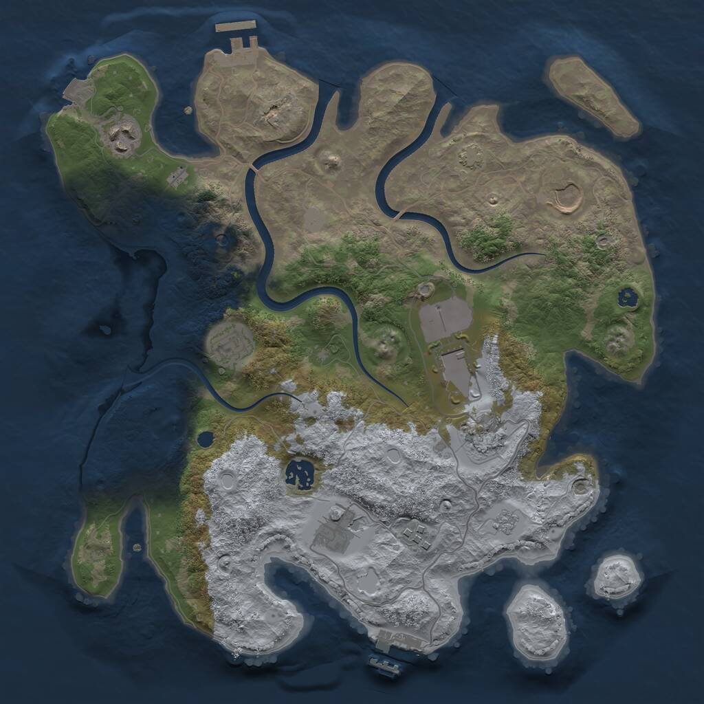 Rust Map: Procedural Map, Size: 3500, Seed: 680167283, 14 Monuments