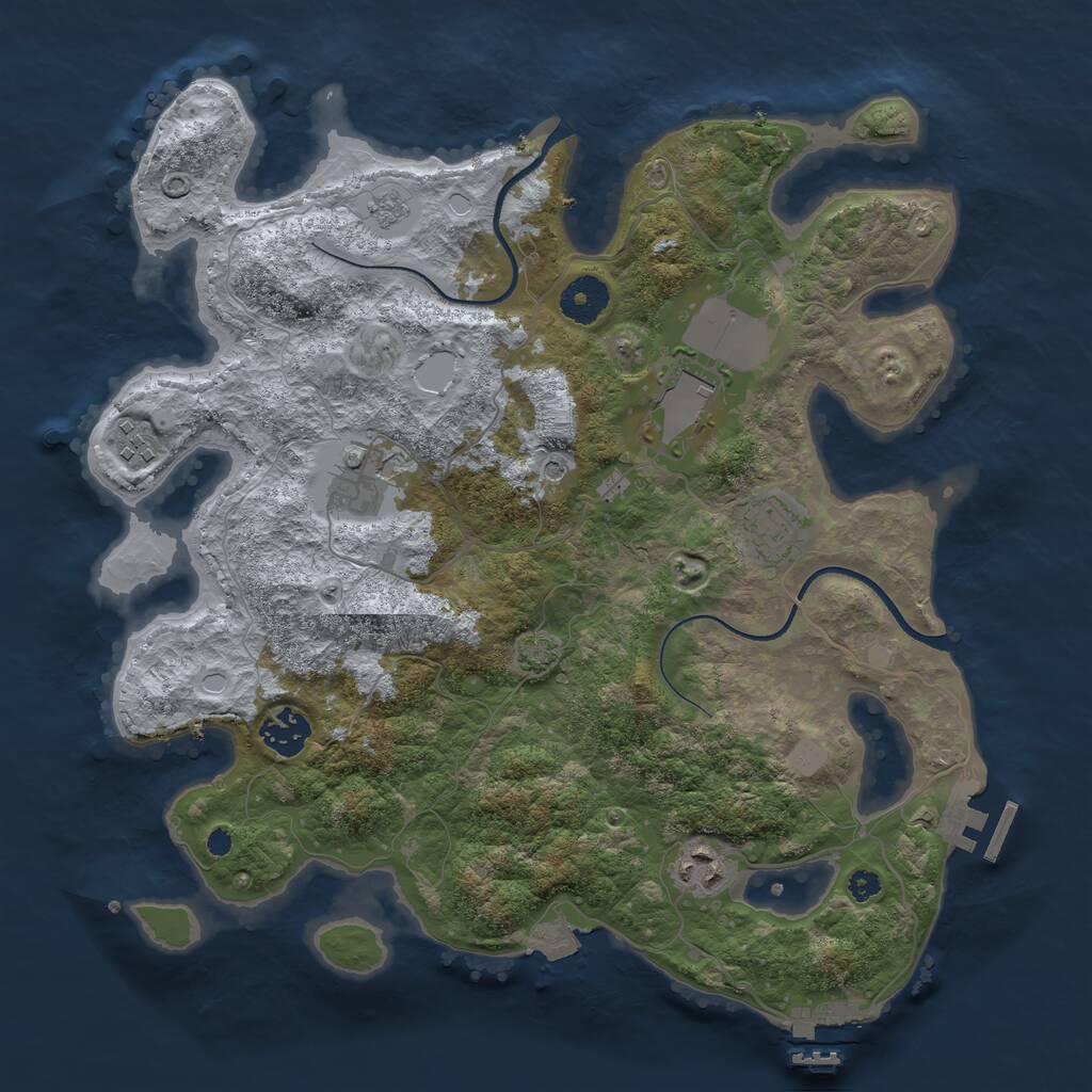 Rust Map: Procedural Map, Size: 3500, Seed: 1701100994, 12 Monuments