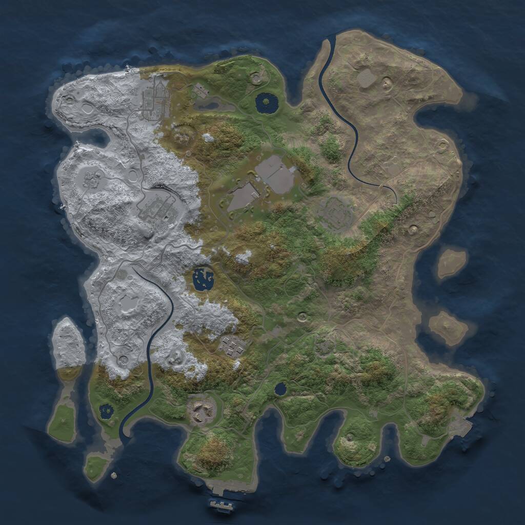 Rust Map: Procedural Map, Size: 3500, Seed: 968621050, 12 Monuments