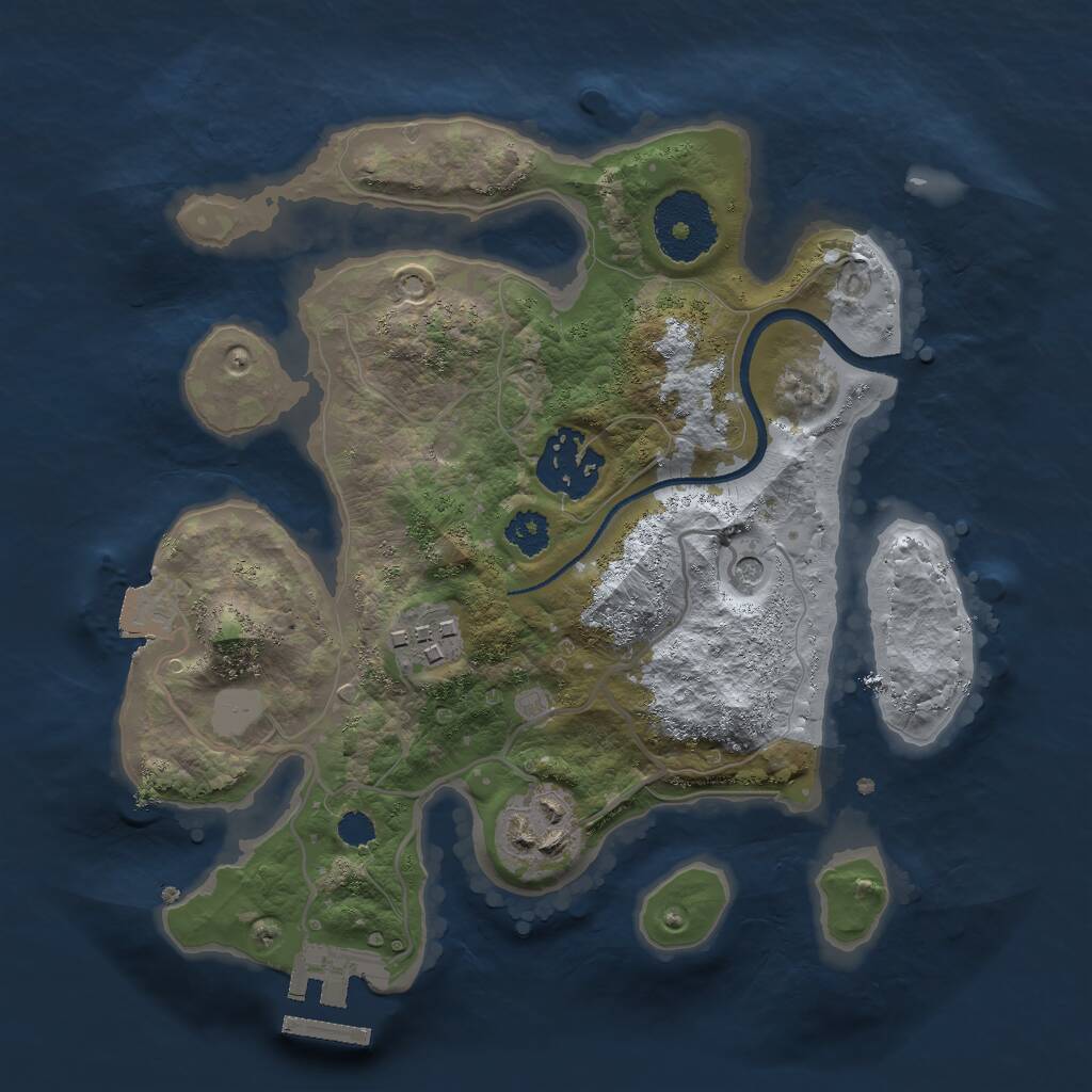 Rust Map: Procedural Map, Size: 2500, Seed: 588161389, 6 Monuments