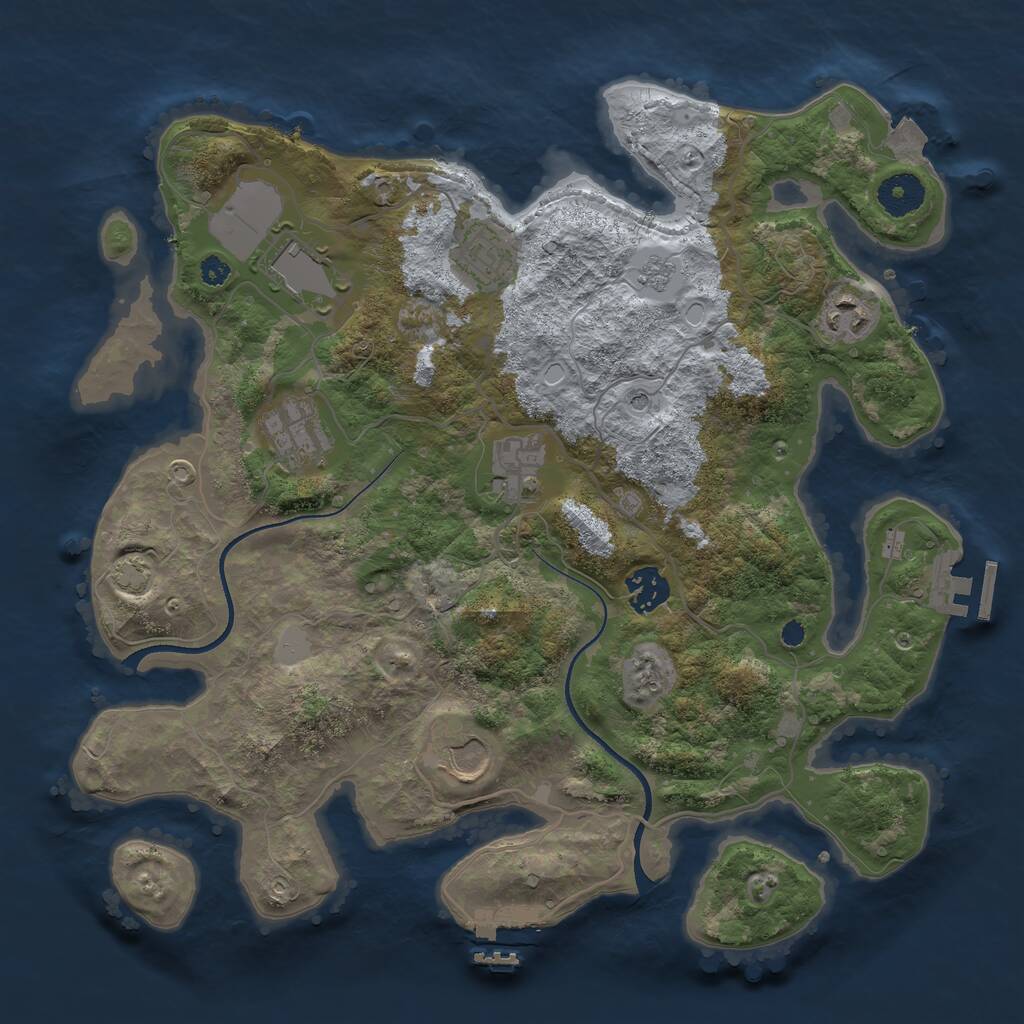 Rust Map: Procedural Map, Size: 3500, Seed: 638862390, 13 Monuments