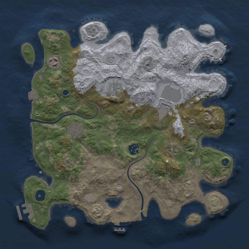 Rust Map: Procedural Map, Size: 3500, Seed: 82009164, 13 Monuments