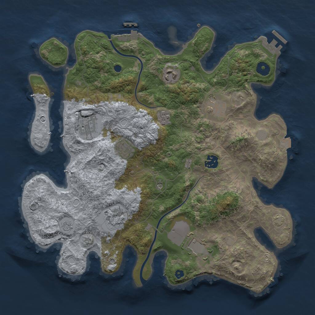 Rust Map: Procedural Map, Size: 3500, Seed: 435367156, 14 Monuments