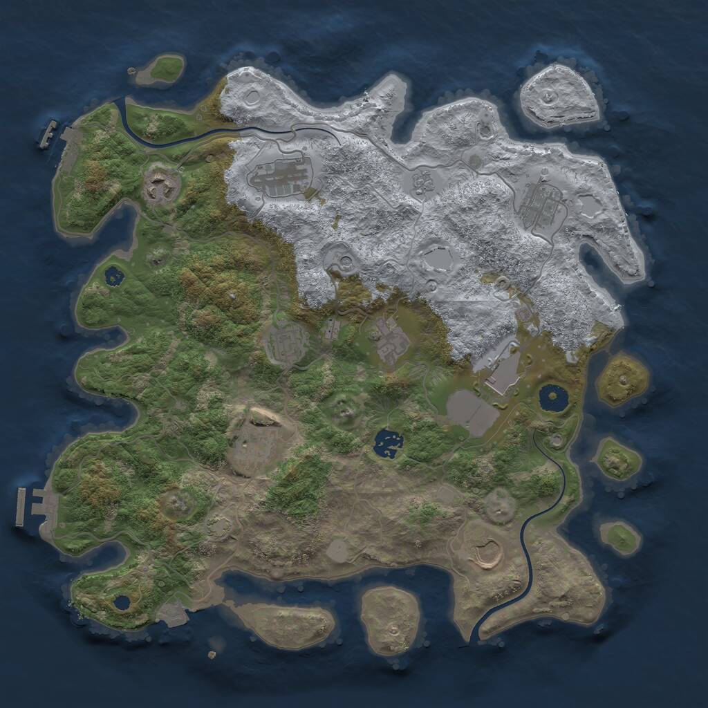 Rust Map: Procedural Map, Size: 3700, Seed: 1048232153, 15 Monuments