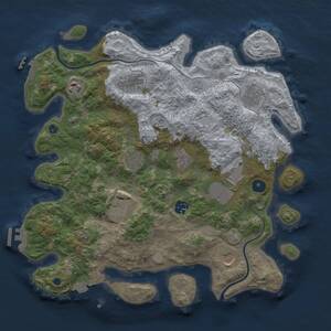 Thumbnail Rust Map: Procedural Map, Size: 3700, Seed: 1048232153, 15 Monuments
