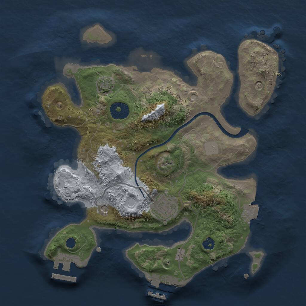 Rust Map: Procedural Map, Size: 2500, Seed: 464366884, 6 Monuments
