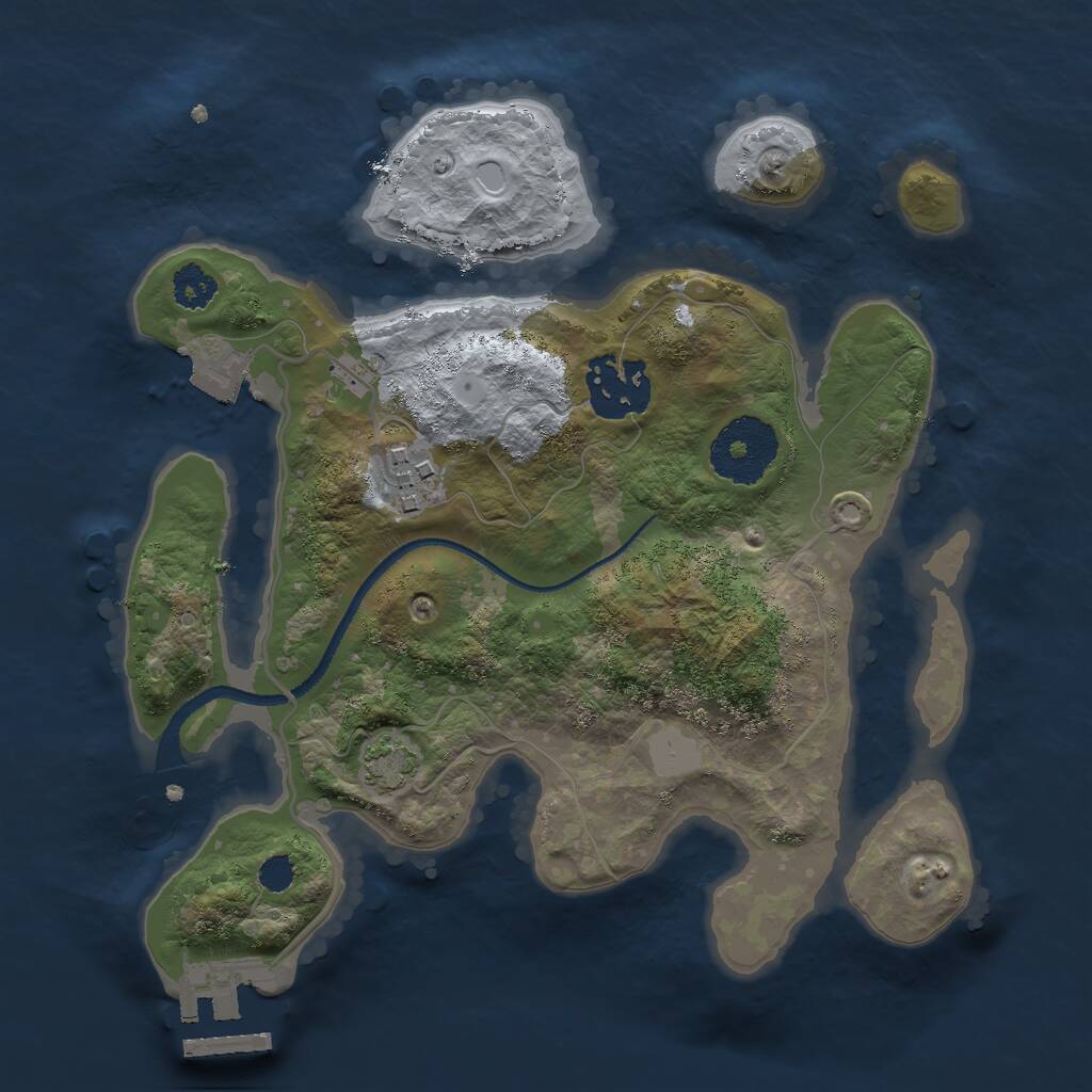 Rust Map: Procedural Map, Size: 2500, Seed: 850482381, 5 Monuments