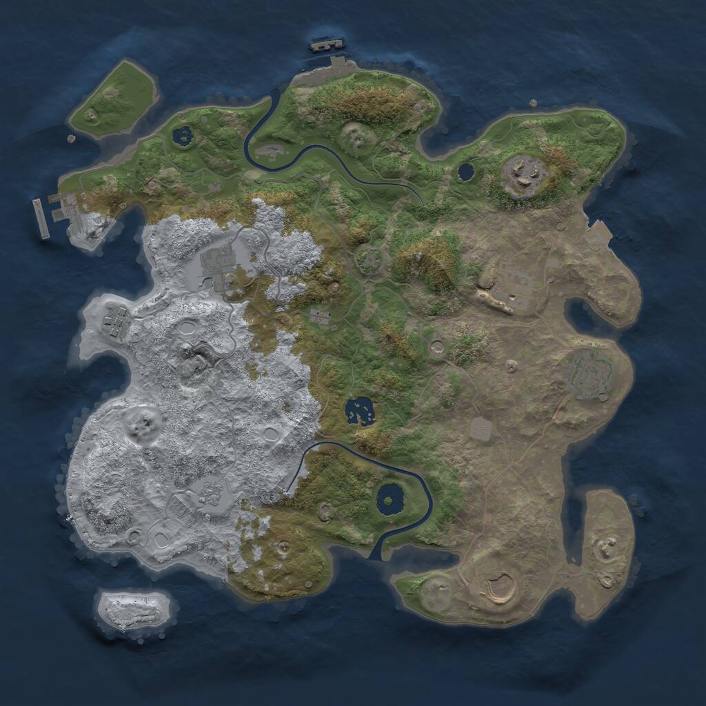 Rust Map: Procedural Map, Size: 3500, Seed: 96274397, 13 Monuments