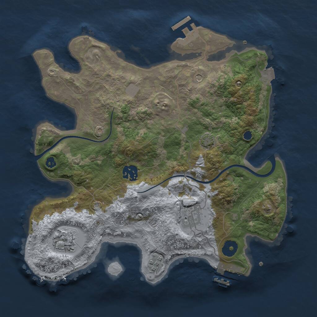 Rust Map: Procedural Map, Size: 3000, Seed: 1315569956, 9 Monuments