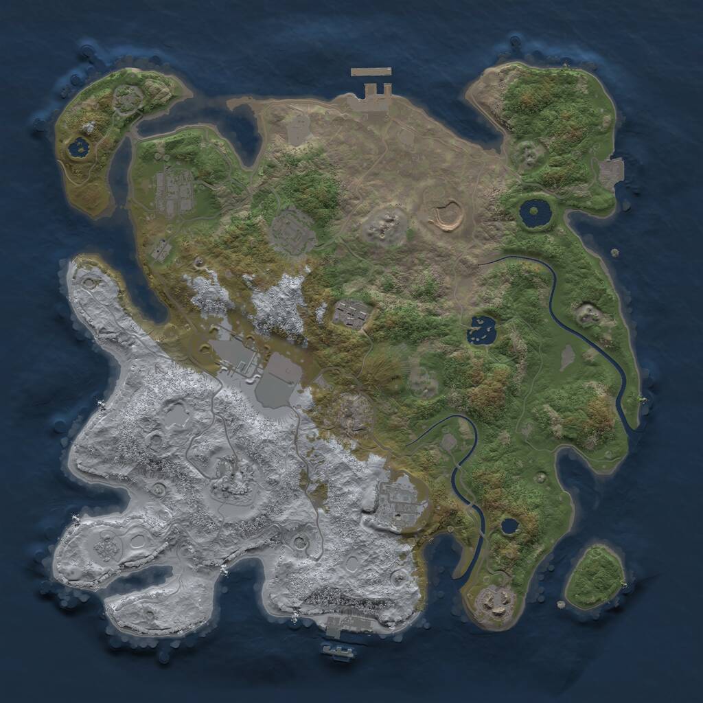 Rust Map: Procedural Map, Size: 3500, Seed: 296896927, 15 Monuments