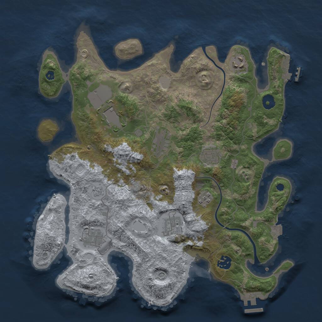 Rust Map: Procedural Map, Size: 3500, Seed: 1163902037, 13 Monuments